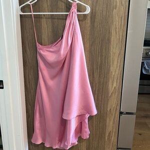 Halston Heritage Silk One Shoulder Dress